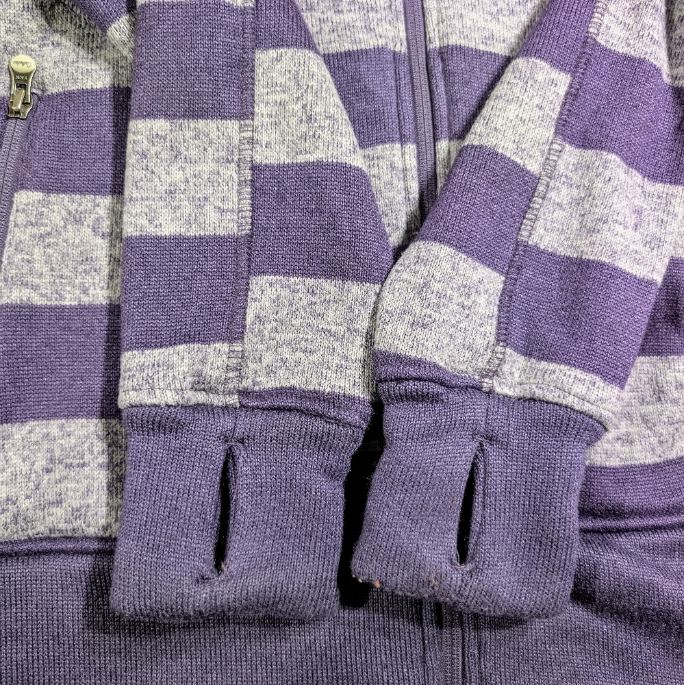 Cabela's hooded sweater jacket‎ zip up purple gray striped Large - Picture 3 of 9